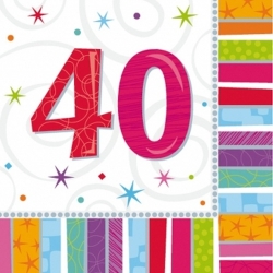 Serwetki papierowe kolorowe na 40 urodziny 33x33 cm